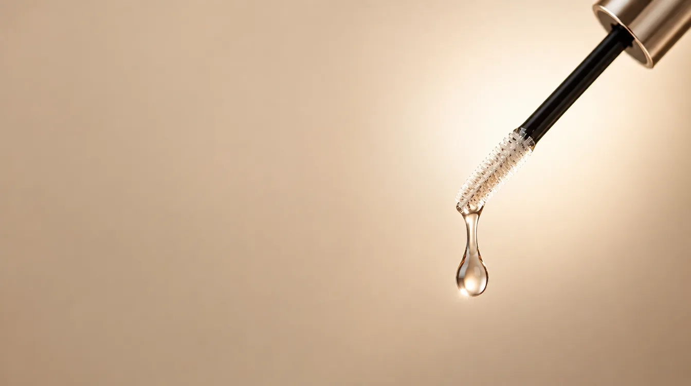 A drop of lash serum on a fine applicator brush
